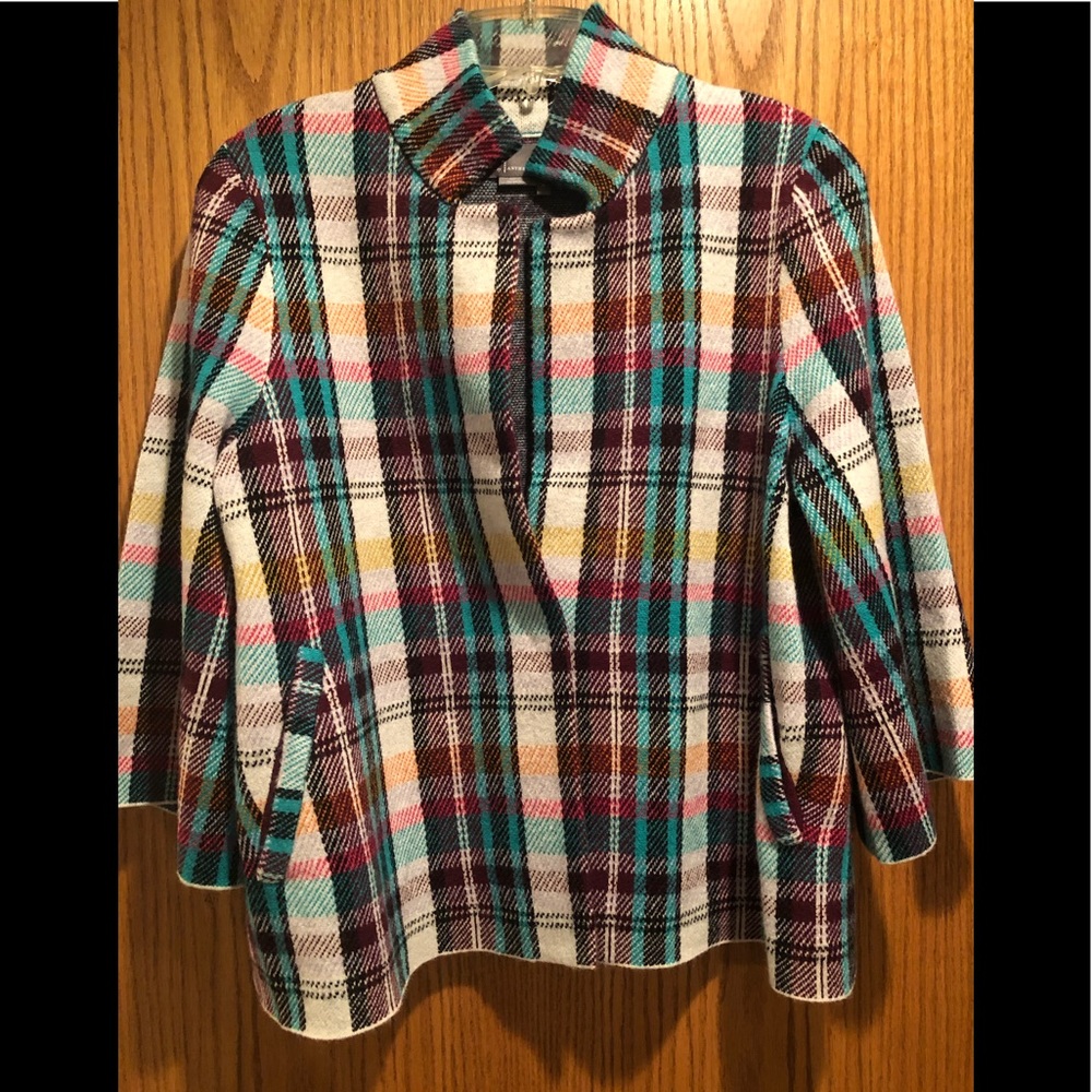 NWOT Anthropologie 3/4 bell sleeve plaid cardigan